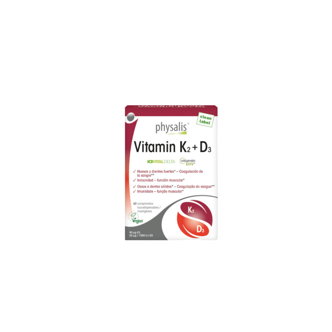 Vitamina K2+D3 60 comprimidos mastigáveis Physalis