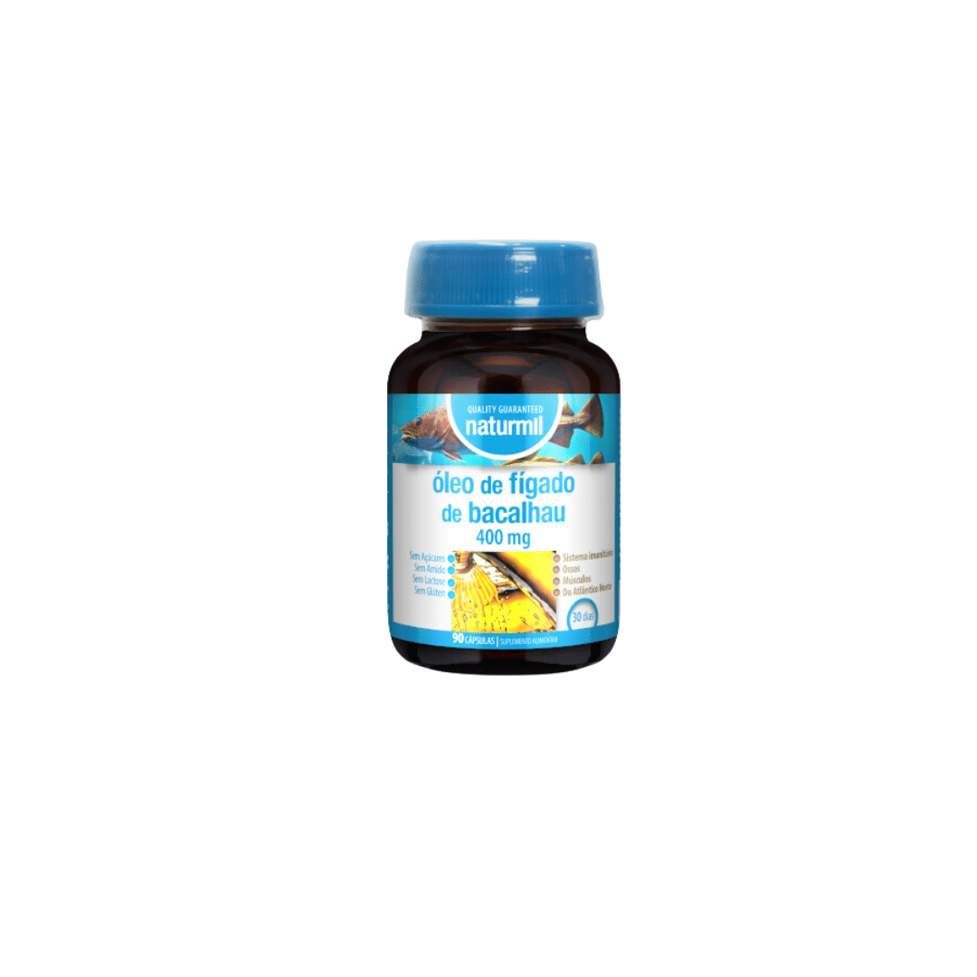 Óleo fígado bacalhau 400mg 90 cápsulas Naturmil
