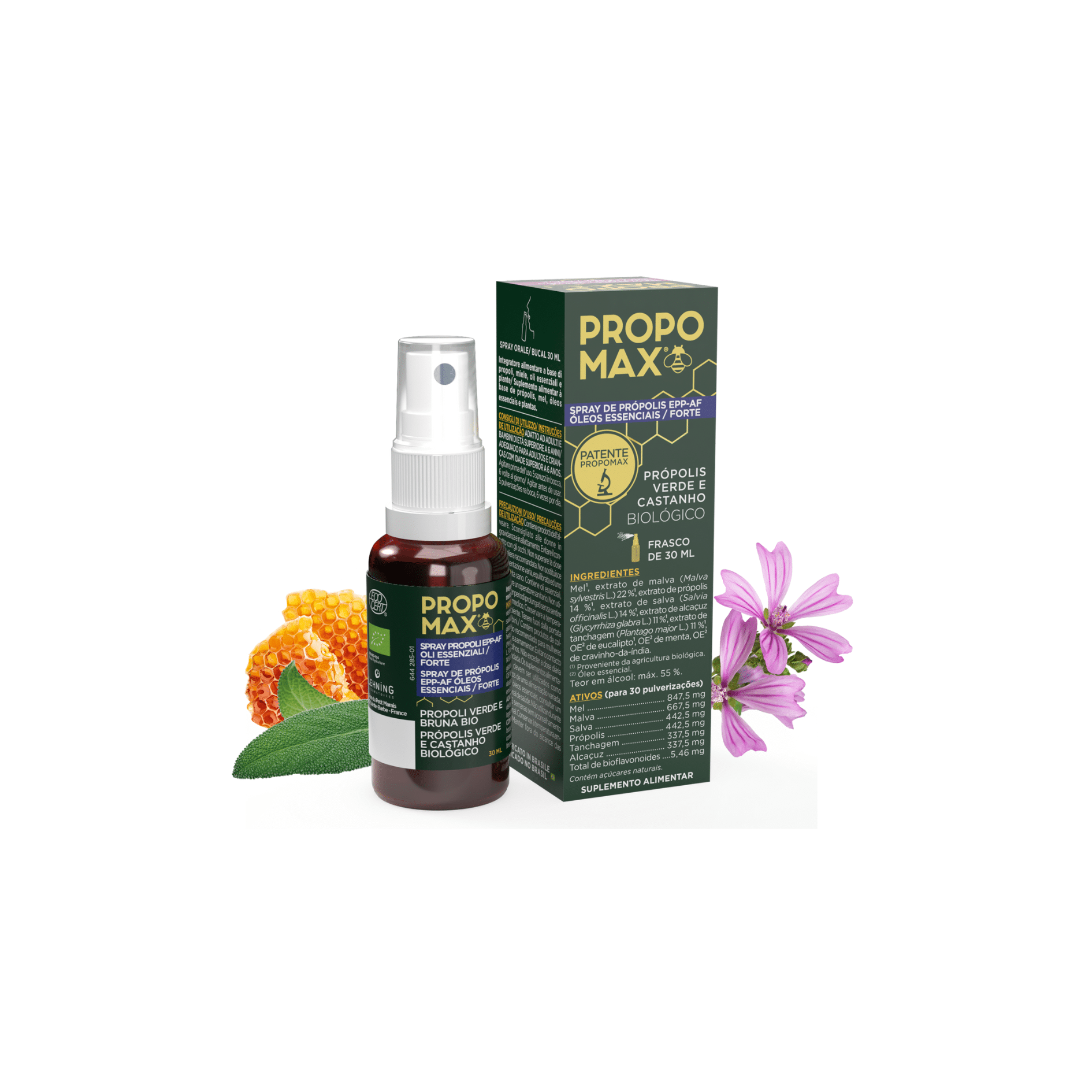 Spray de porpolis óleos essenciais forte 30ml Propomax