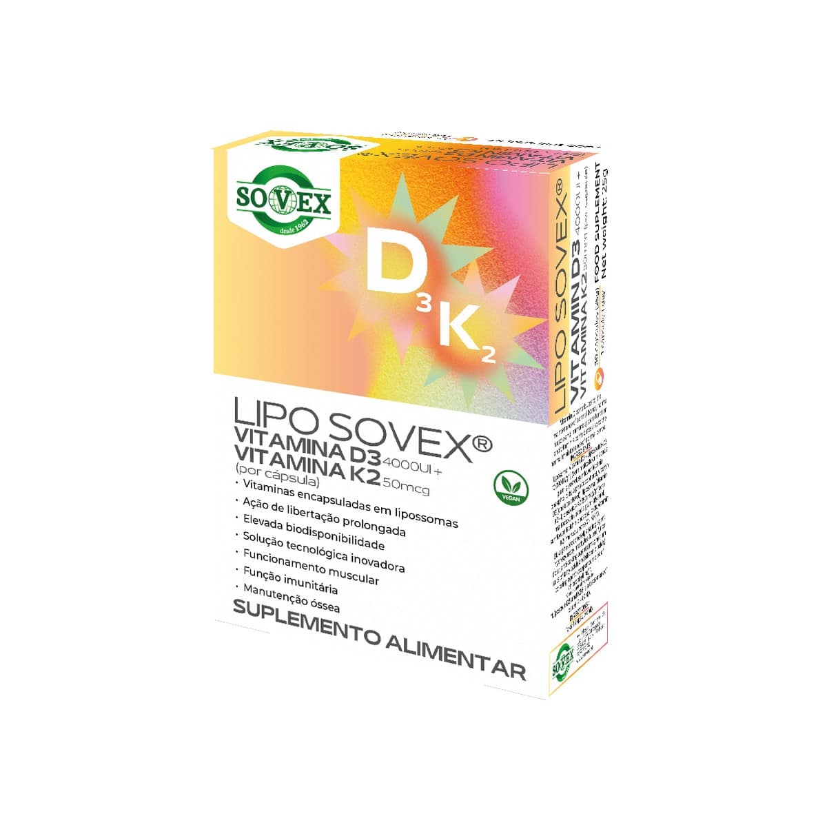 Lipo Vitamina D3 4000 UI e K2 50µg 30 cápsulas Sovex