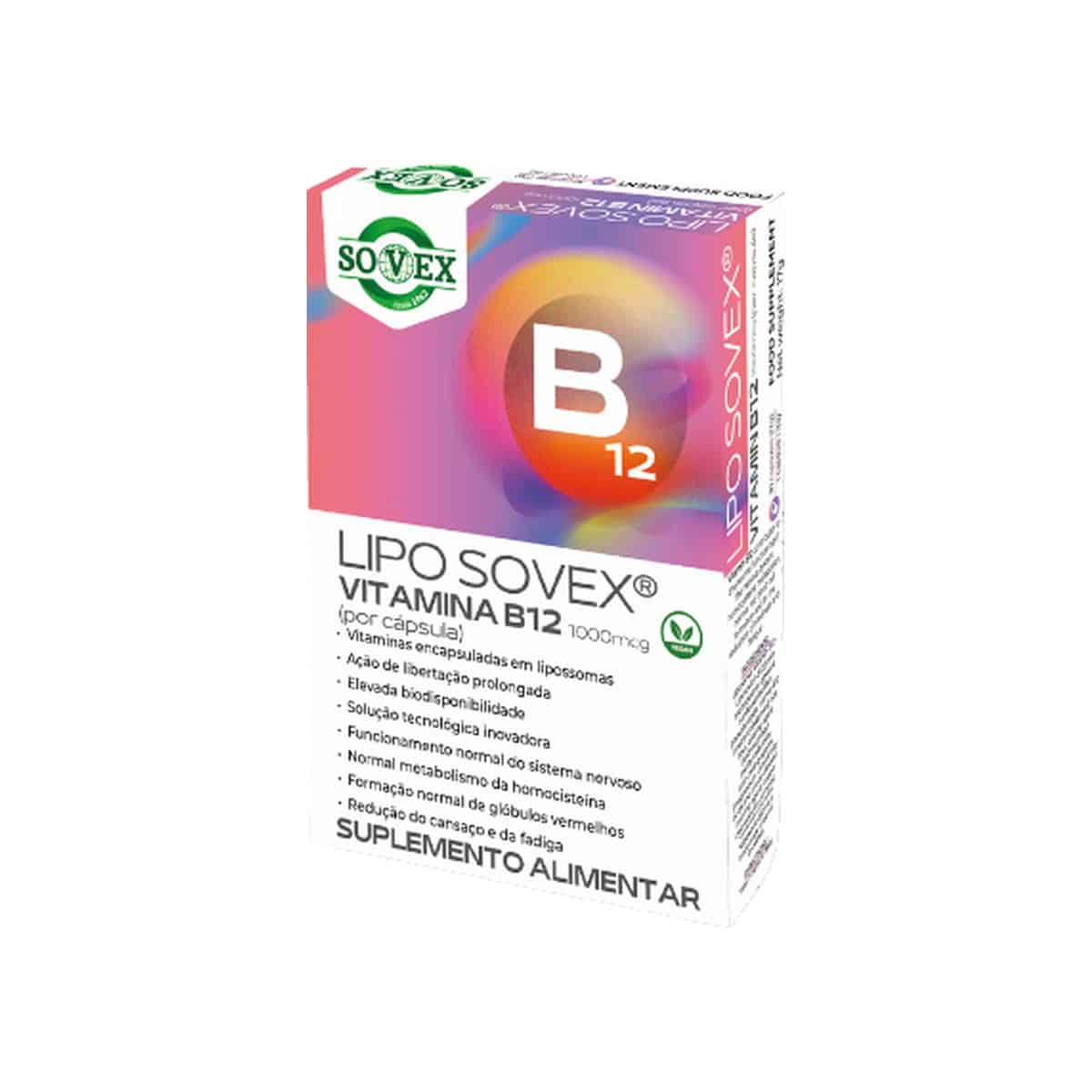 Lipo Vitamina B12 1000µg 30 cápsulas Sovex
