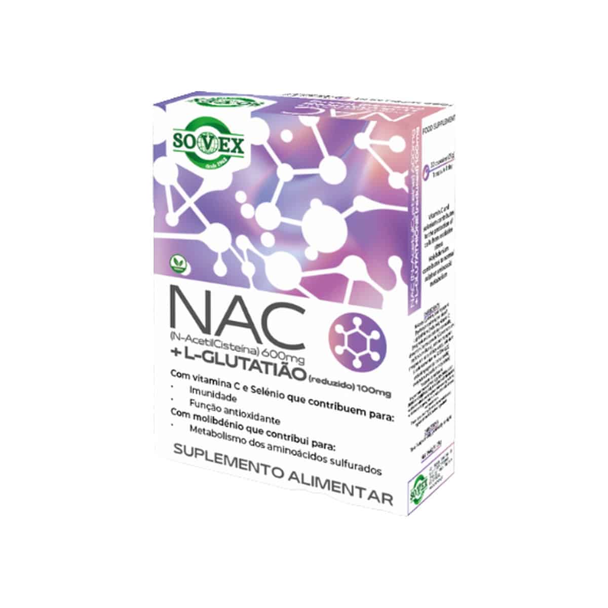 NAC 600mg + L-Glutatião Reduzido 100mg 30 cápsulas Sovex