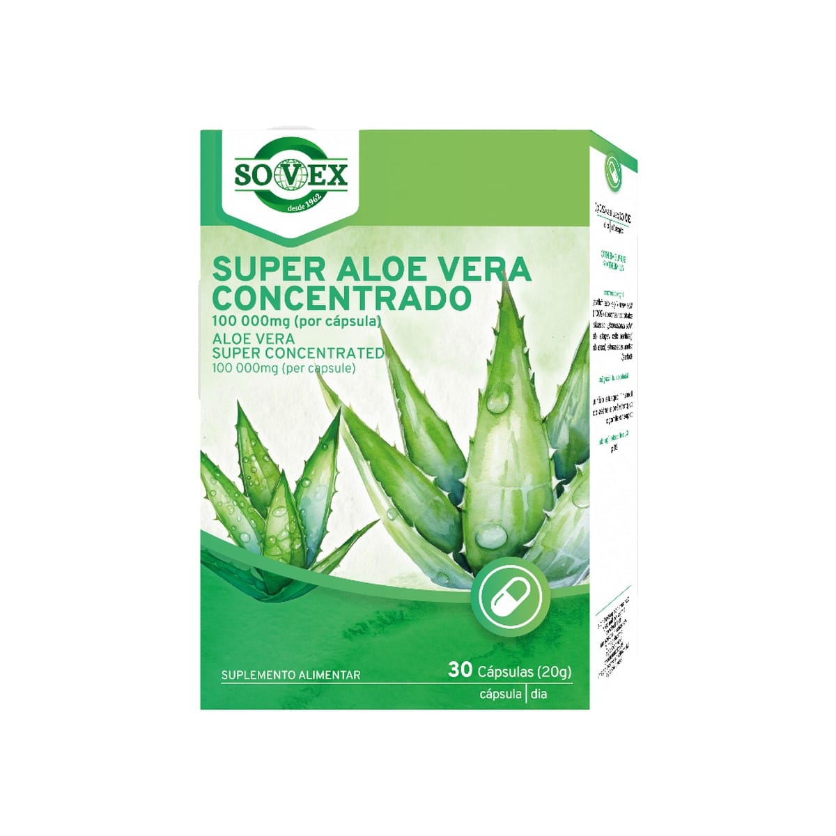 Super Aloé Vera 100.000mg 30 cápsulas Sovex