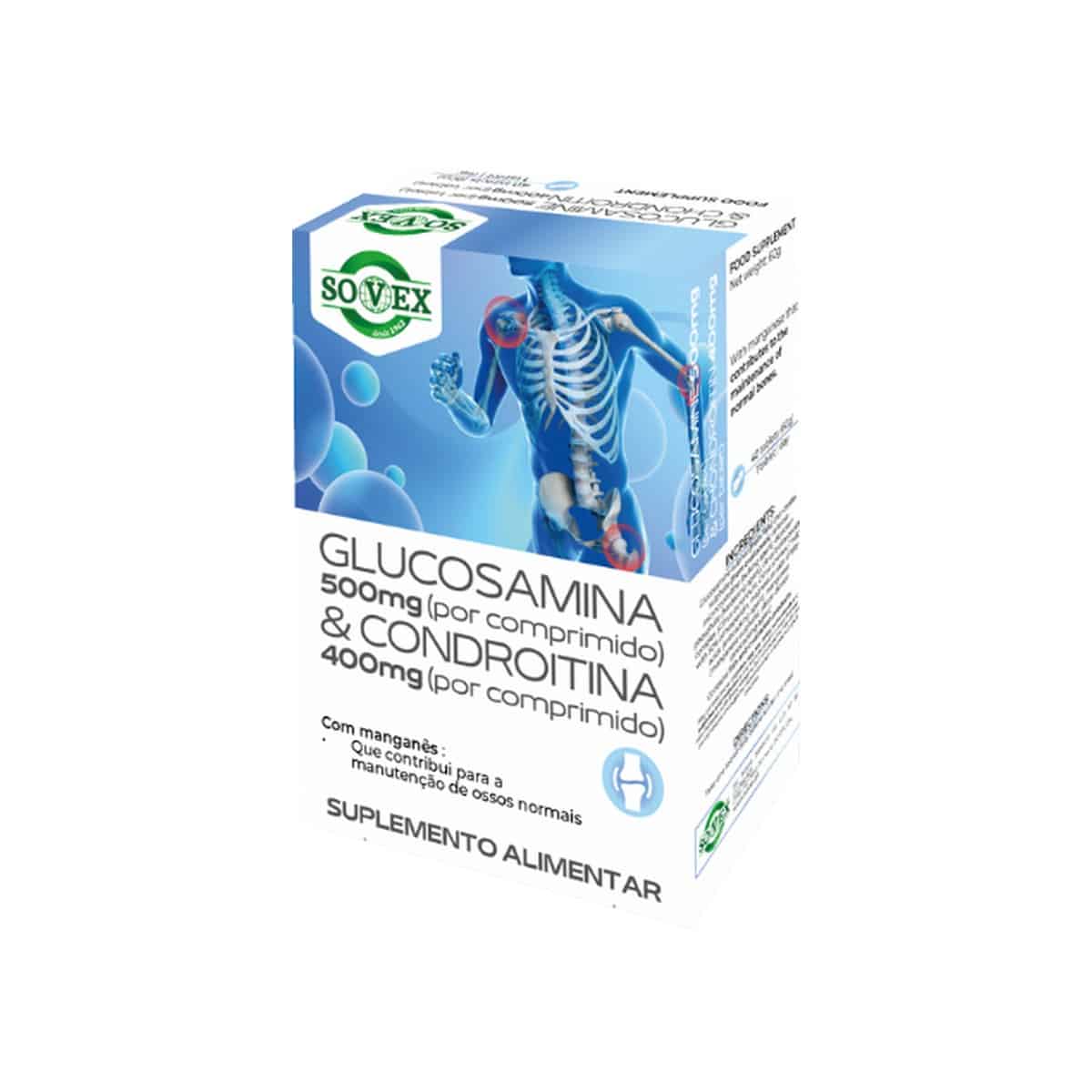 Glucosamina 500mg e Condroitina 400mg 40 comprimidos Sovex