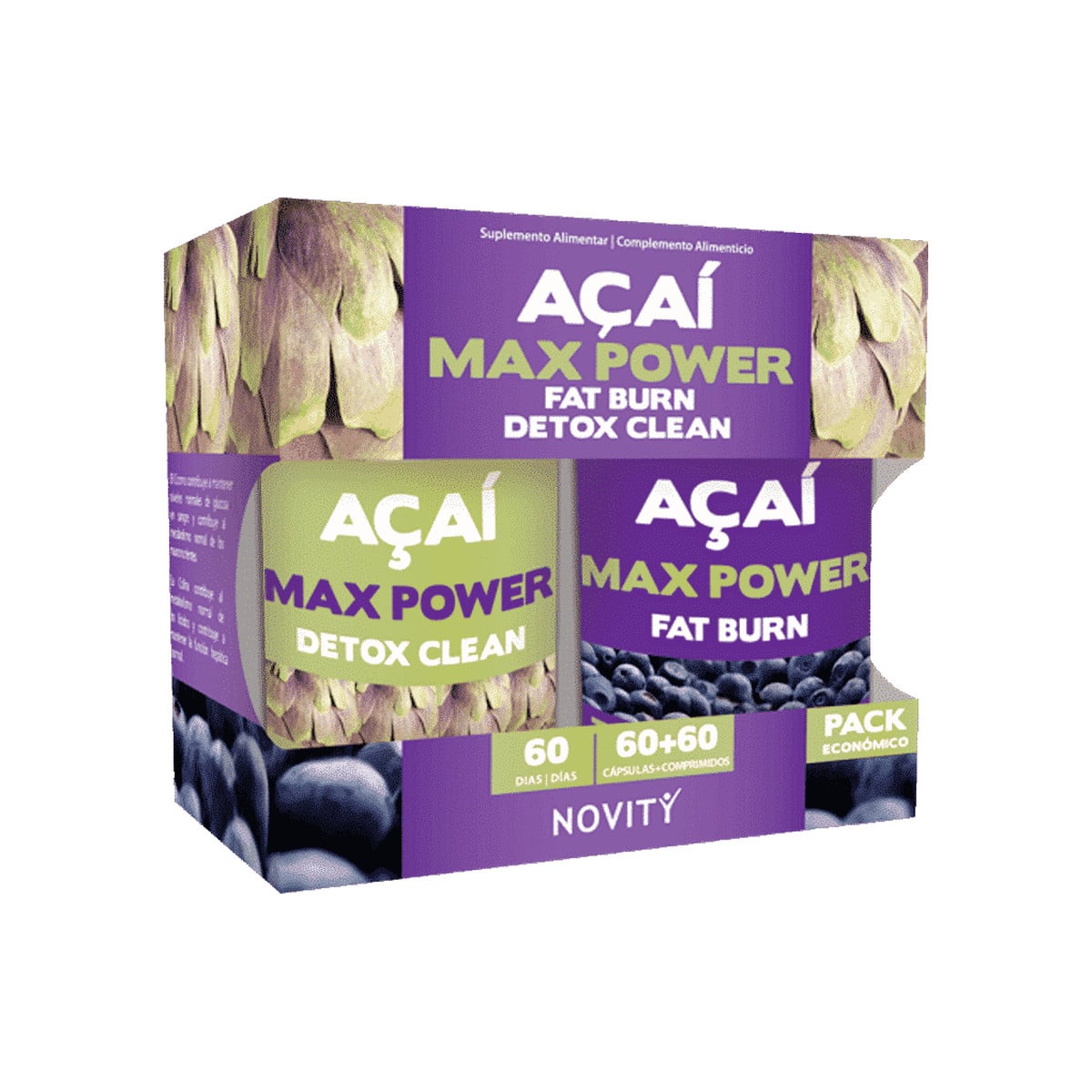 Açaí Max Power 60 cápsulas + 60 comprimidos Novity Açaí Max Power 60 cápsulas + 60 comprimidos Novity