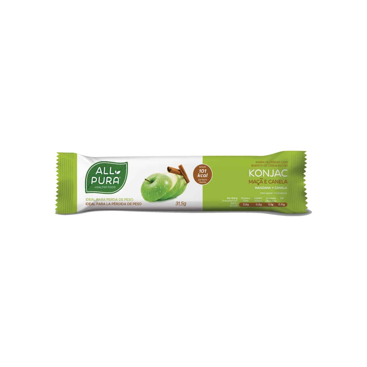 Barra de Cereais Konjac Maçã e Canela 31,5g AllPura