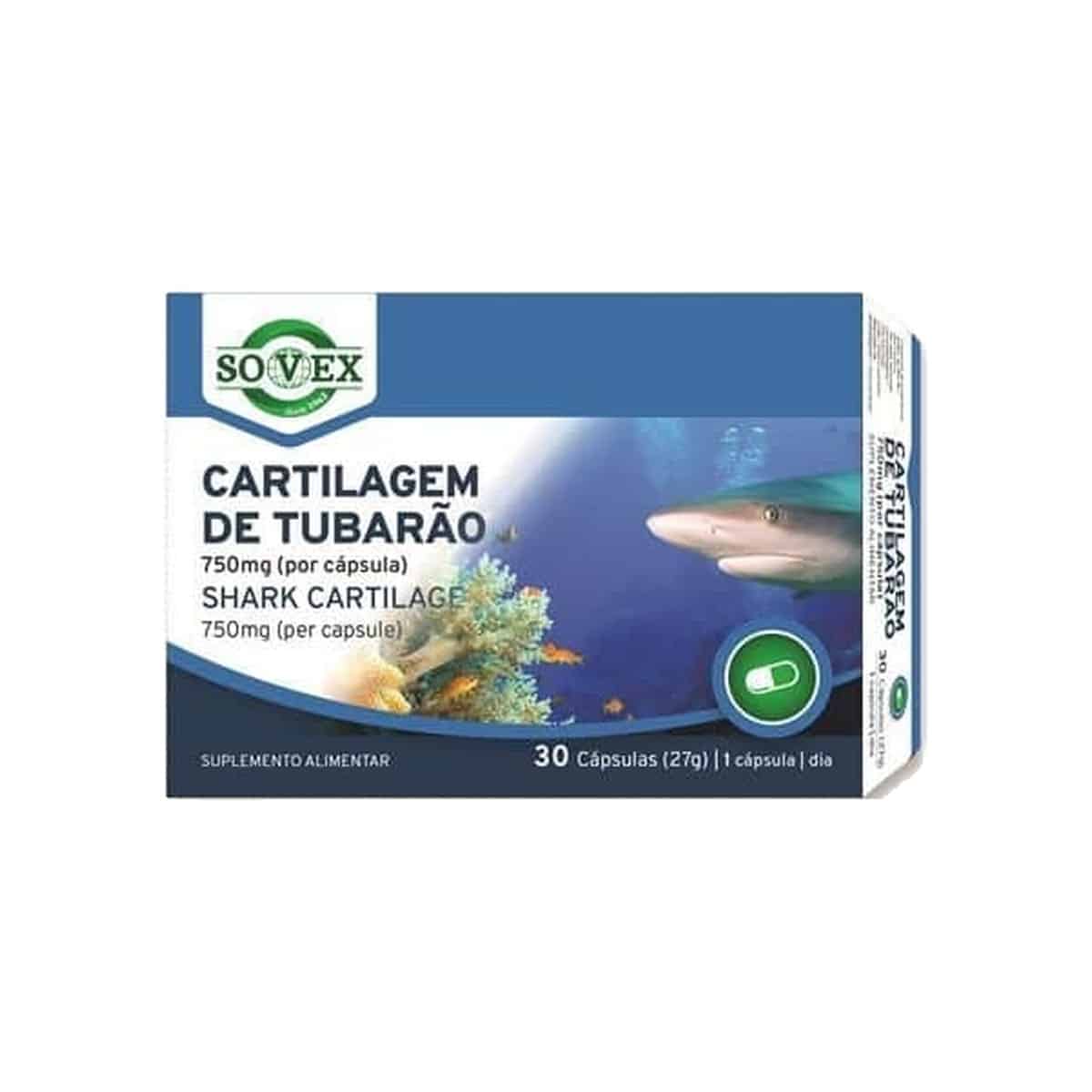 Cartilagem de Tubarão 750mg 30 cápsulas Sovex