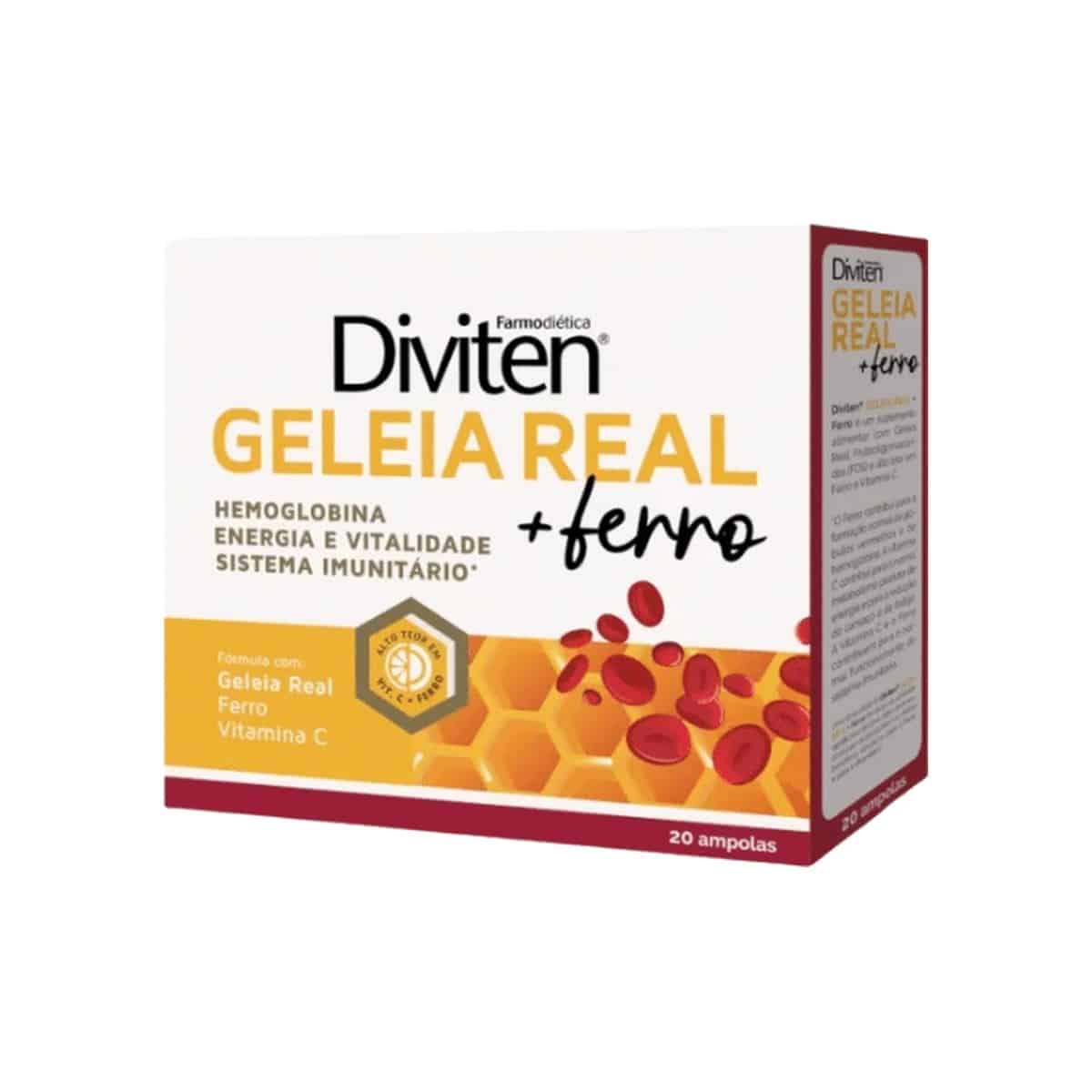 Diviten Geleia Real + Ferro 20 ampolas Farmodiética