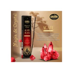 Incenso Artesanal Aum Magia de Cristal 20g + Cristal Ágata