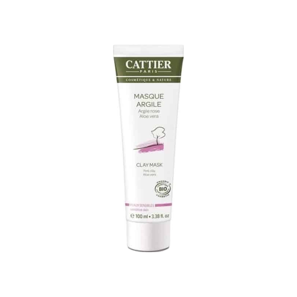Máscara de Argila Rosa e Aloé Vera Pele Sensível 100ml Cattier
