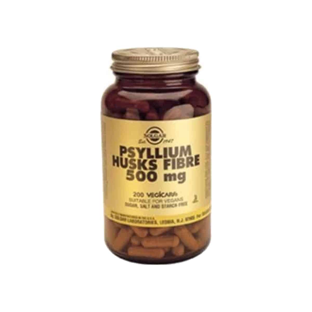 Psyllium Husks Fibre 500mg 200 cápsulas vegetais Solgar