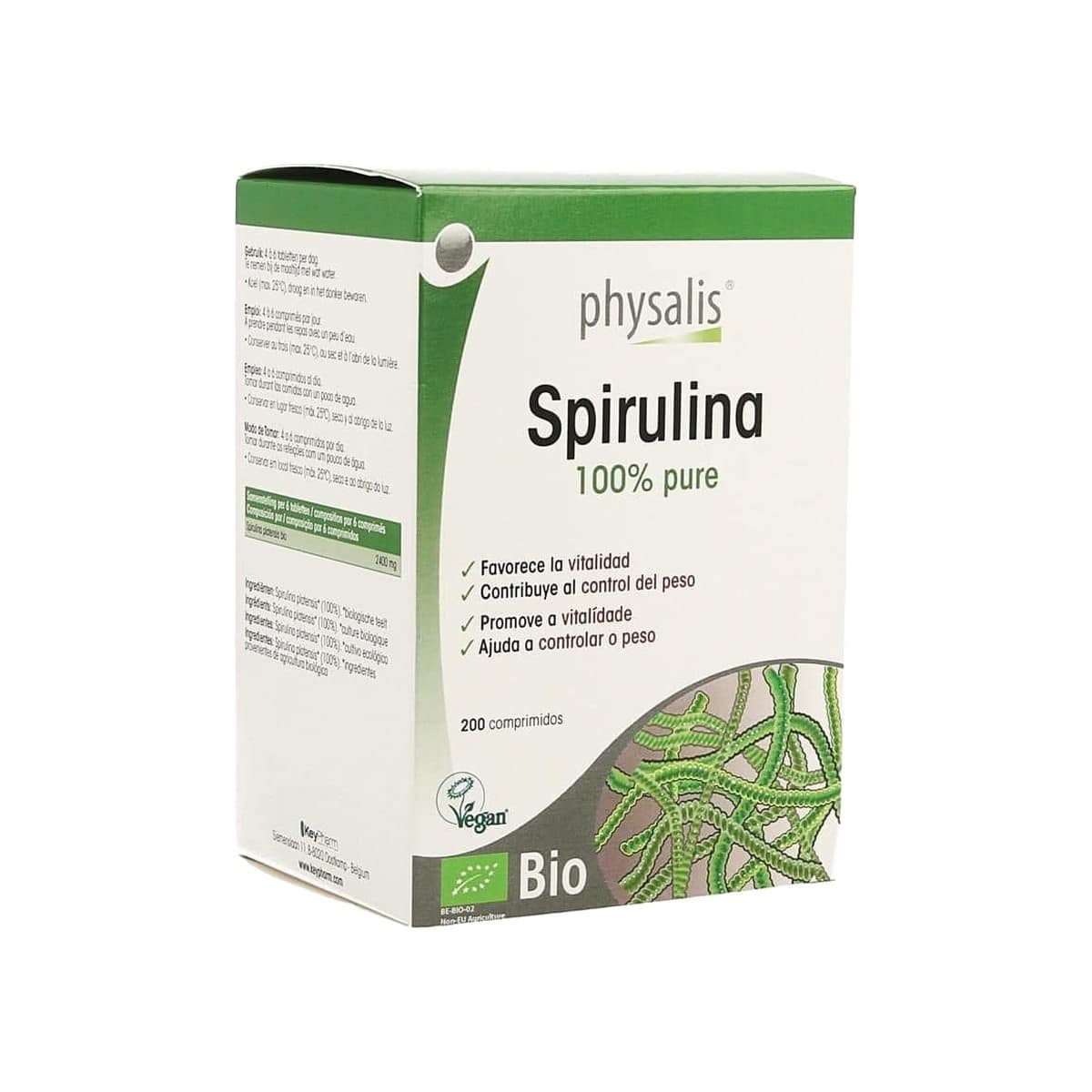 Spirulina 100% Pure 200 comprimidos Physalis