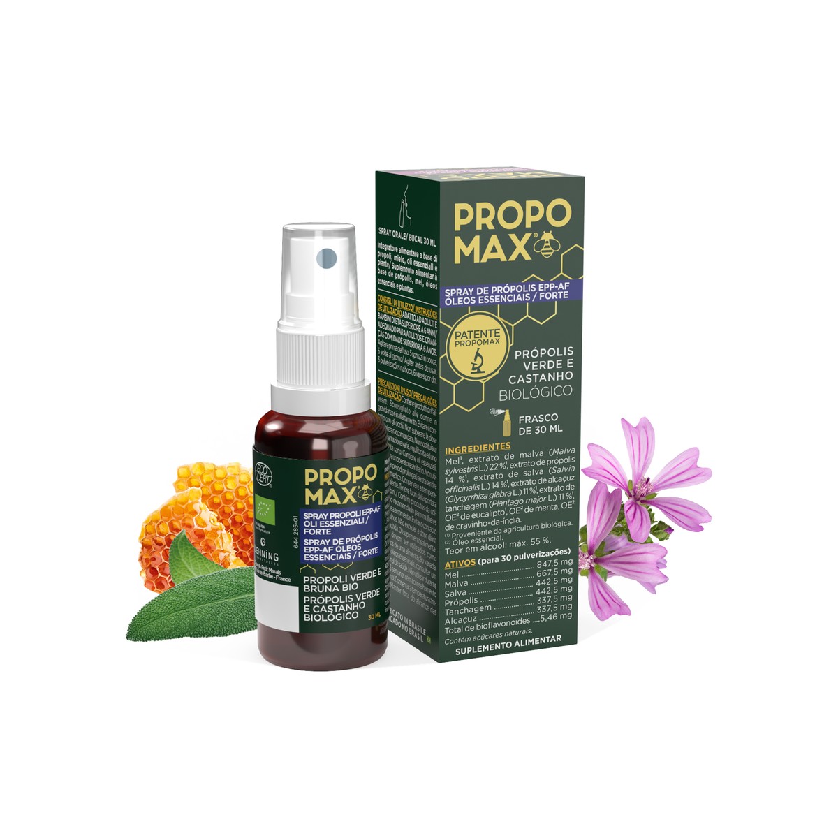 Spray de Própolis Óleos Essenciais Forte 30ml Propomax