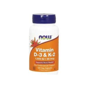 Vitamina D3 + K2 120 cápsulas Now