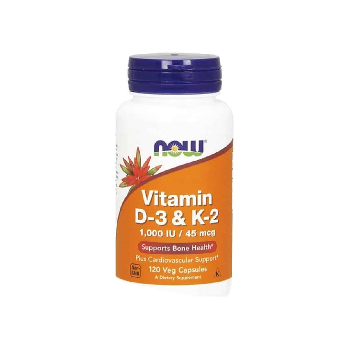 Vitamina D3 + K2 120 cápsulas Now